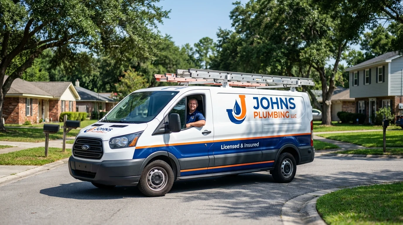 Johns Plumbing LLC service van in Council Grove, KS