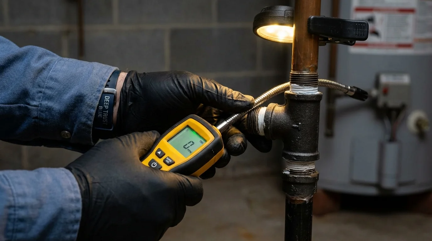 Gas leak detection with electronic sniffer by Johns Plumbing LLC in Council Grove